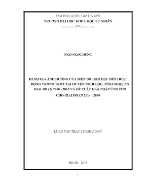 Luận văn thạc sĩ đánh giá ảnh hưởng của biến đổi khí hậu đến hoạt động trồng trọt tại huyện nghi lộc tỉnh nghệ an giai đoạn 2000 2013 và đề xuất giải pháp ứng phó cho giai đoạn 2014 2030