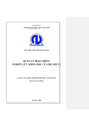 Luận văn thạc sĩ quản lý hoạt động nghiên cứu khoa học của bộ nội vụ