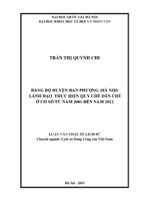 Luận văn thạc sĩ đảng bộ huyện đan phượng hà nội lãnh đạo thực hiện quy chế dân chủ ở cơ sở từ năm 2001 đến năm 2012
