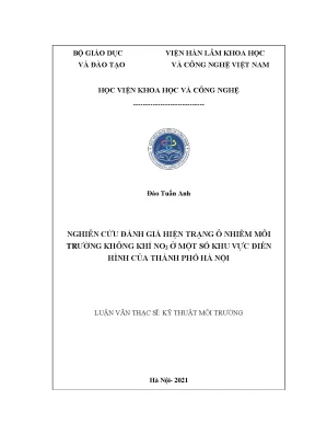 Luận văn thạc sĩ nghiên cứu đánh giá hiện trạng ô nhiễm môi trường không khí no2 ở một số khu vực điển hình của thành phố hà nội