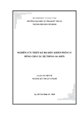 Luận án tiến sĩ nghiên cứu thiết kế bộ điều khiển phân ly dùng cho các hệ thống đa biến