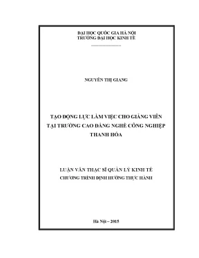 Luận văn thạc sĩ tạo động lực làm việc cho giảng viên tại trường cao đẳng nghề công nghiệp thanh hóa
