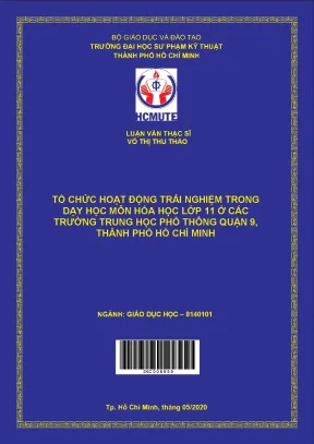 Luận văn thạc sĩ hcmute tổ chức hoạt động trải nghiệm trong dạy học môn hóa học lớp 11 ở các trường trung học phổ thông quận 9 thành phố hồ chí minh