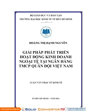 Luận văn thạc sĩ giải pháp phát triển hoạt động kinh doanh ngoại tệ tại ngân hàng thương mại cổ phần quân đội việt nam luận văn thạc sĩ