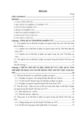 Luận án sự thể hiện số phận con người trong tiểu thuyết việt nam sau 1975