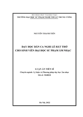 Luận án tiến sĩ dạy học dân ca nghi lễ hát thờ cho sinh viên đại học sư phạm âm nhạc