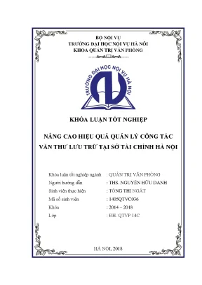 Luận văn tốt nghiệp nâng cao hiệu quả quản lý công tác văn thư lưu trữ sở tài chính hà nội
