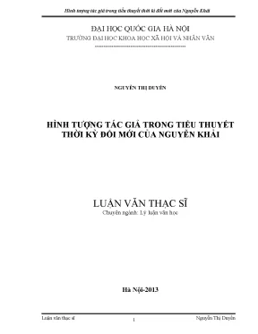 Luận văn thạc sĩ hình tượng tác giả trong tiểu thuyết thời kỳ đổi mới của nguyễn khải