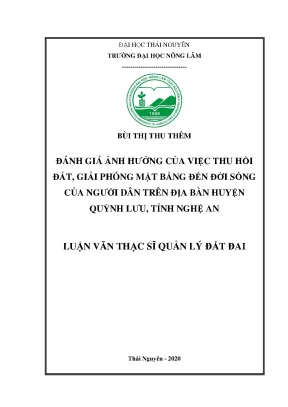 Luận văn tốt nghiệp đánh giá ảnh hưởng của việc thu hồi đất giải phóng mặt bằng đến đời sống của người dân trên địa bàn huyện quỳnh lưu tỉnh nghệ an