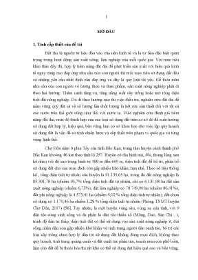 Luận án đánh giá tiềm năng và định hướng sử dụng đất sản xuất nông nghiệp bền vững huyện chợ đồn tỉnh bắc kạn