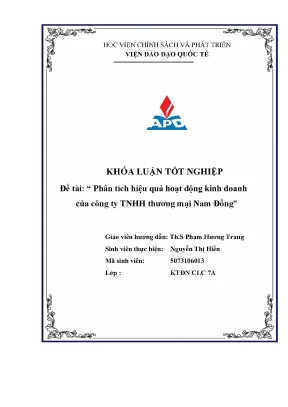 Luận văn tốt nghiệp phân tích hiệu quả hoạt động kinh doanh của công ty tnhh thương mại nam đồng