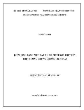 Luận văn thạc sĩ kiểm định danh mục đầu tư cổ phiếu giá trị trên thị trường chứng khoán việt nam