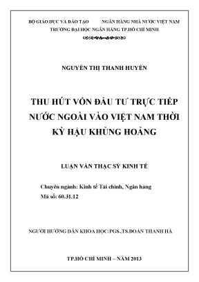 Luận văn thạc sĩ thu hút vốn đầu tư trực tiếp nước ngoài vào việt nam thời kỳ hậu khủng hoảng