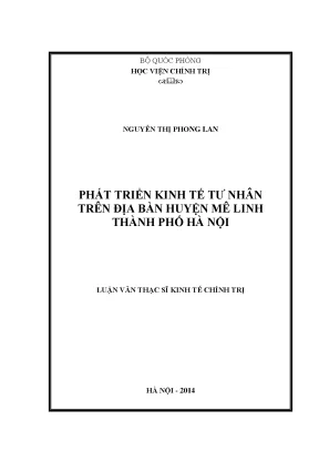 Luận văn thạc sĩ phát triển kinh tế tư nhân trên địa bàn huyện mê linh thành phố hà nội