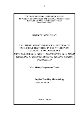 Luận văn thạc sĩ teacher and students evaluation of english 1 1 textbook in use at viet nam university of commerce