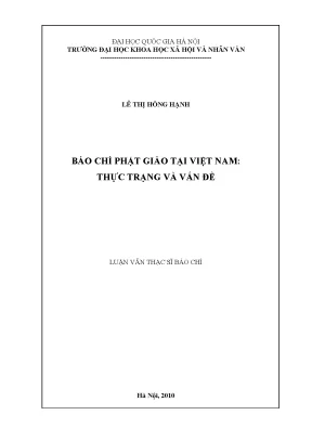 Luận văn thạc sĩ báo chí phật giáo tại việt nam thực trạng và vấn đề
