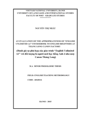 Luận văn thạc sĩ an evaluation of the appropriateness of english unlimited a1 coursbook to english beginners at thang long canon factory