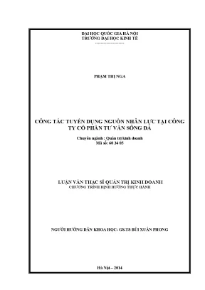 Luận văn thạc sĩ công tác tuyển dụng nguồn nhân lực tại công ty cổ phần tư vấn sông đà