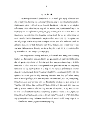 Luận án hiệu quả bổ sung đa vi chất tới cải thiện tình trạng dinh dưỡng của trẻ gái 11 13 tuổi tại một số trường trung học cơ sở dân tộc bán trú tỉnh yên bái