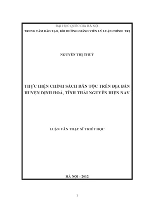 Luận văn thạc sĩ thực hiện chính sách dân tộc trên địa bàn huyện định hóa tỉnh thái nguyên hiện nay