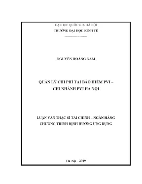 Luận văn thạc sĩ quản lý chi phí tại bảo hiểm pvi chi nhánh pvi hà nội