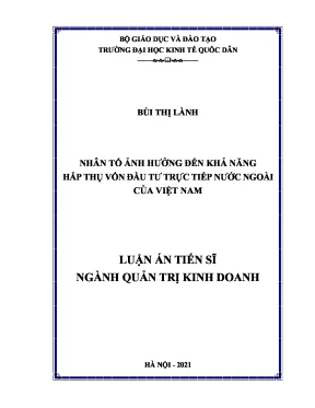 Luận án tiến sĩ nhân tố ảnh hưởng đến khả năng hấp thụ vốn đầu tư trực tiếp nước ngoài của việt nam