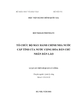 Luận án tiến sĩ tổ chức bộ máy hành chính nhà nước cấp tỉnh của nước cộng hoà dân chủ nhân dân lào