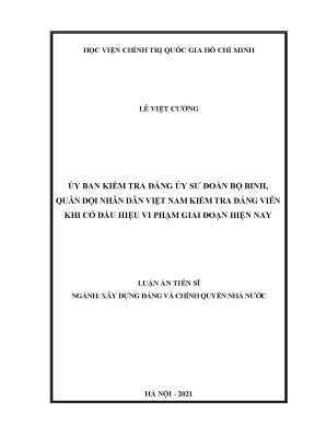 Luận án tiến sĩ ủy ban kiểm tra đảng ủy sư đoàn bộ binh quân đội nhân dân việt nam kiểm tra đảng viên khi có dấu hiệu vi phạm giai đoạn hiện nay