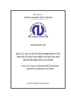 Luận văn thạc sĩ quản lý nhà nước về giảm nghèo bền vững đối với dân tộc thiểu số trên địa bàn huyện di linh tỉnh lâm đồng
