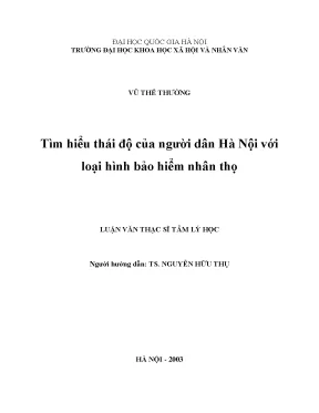 Luận văn thạc sĩ tìm hiểu thái độ của người dân hà nội với loại hình bảo hiểm nhân thọ