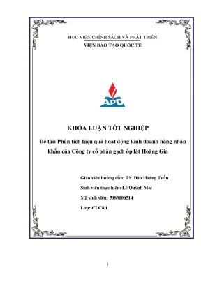 Luận văn tốt nghiệp phân tích hiệu quả hoạt động kinh doanh hàng nhập khẩu của công ty cổ phần gạch ốp lát hoàng gia