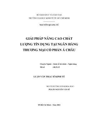 Luận văn thạc sĩ giải pháp nâng cao chất lượng tín dụng tại ngân hàng thương mại cổ phấn á châu