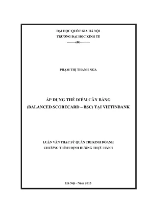 Luận văn thạc sĩ áp dụng thẻ điểm cân bằng balanced score card tại vietinbank