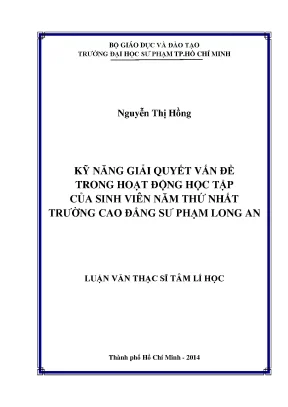 Luận án tiến sĩ kỹ năng giải quyết vấn đề trong hoạt động học tập của sinh viên năm thứ nhất trường cao đẳng sư phạm long an