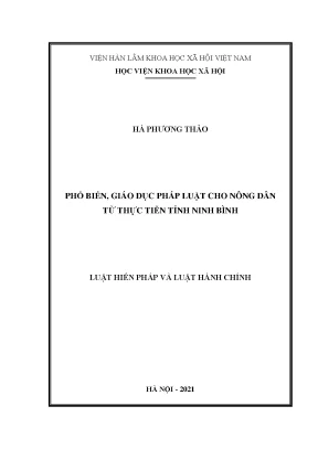 Luận văn thạc sĩ phổ biến giáo dục pháp luật cho nông dân từ thực tiễn tỉnh ninh bình