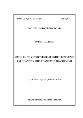 Luận văn thạc sĩ quản lý nhà nước về giảm nghèo bền vững tại quận tân phú thành phố hồ chí minh