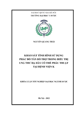 Luận văn tốt nghiệp khảo sát tình hình sử dụng phác đồ tân bổ trợ trong điều trị ung thư dạ dày có thể phẫu thuật tại bệnh viện k