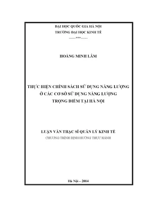 Luận văn thạc sĩ thực hiện chính sách sử dụng năng lượng ở các cơ sở sử dụng năng lượng trọng điểm tại hà nội