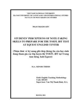 Luận văn thạc sĩ students perceptions of note taking skill to prepare for the toefl ibt test at equest english center