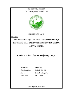 Luận văn tốt nghiệp đánh giá hiệu quả sử dụng đất nông nghiệp tại trang trại amir oren moshav ein yahav arava israel
