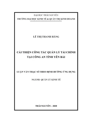 Luận văn thạc sĩ quản lý kinh tế cải thiện công tác quản lý tài chính tại công an tỉnh yên bái