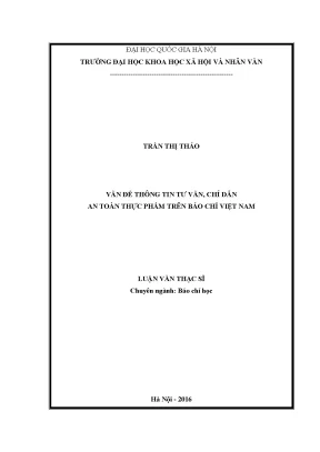 Luận văn thạc sĩ vấn đề thông tin tư vấn chỉ dẫn an toàn thực phẩm trên báo chí việt nam