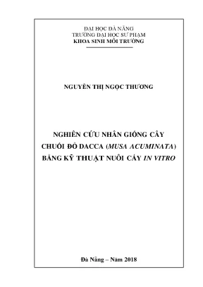 Luận văn tốt nghiệp nghiên cứu nhân giống cây chuối đỏ dacca musa acuminata bằng kỹ thuật nuôi cấy in vitro