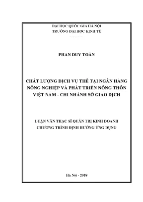 Luận văn thạc sĩ chất lượng dịch vụ thẻ tại ngân hàng nông nghiệp và phát triển nông thôn việt nam chi nhánh sở giao dịch