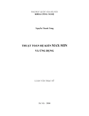Luận văn thạc sĩ thuật toán hệ kiến max min và ứng dụng