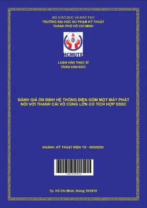 Luận văn thạc sĩ hcmute đánh giá ổn định hệ thống điện gồm một máy phát nối với thanh cái vô cùng lớn có tích hợp bộ sssc