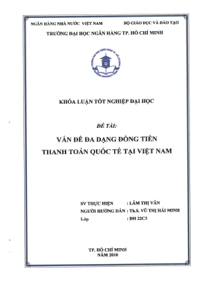 Luận văn thạc sĩ vấn đề đa dạng đồng tiền trong thanh toán quốc tế tại việt nam
