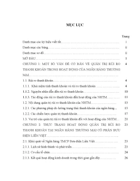 Luận văn thạc sĩ hoạt động quản trị rủi ro thanh khoản tại ngân hàng thương mại cổ phần bưu điện liên việt thực trạng và giải pháp
