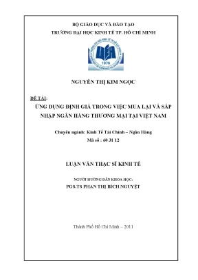 Luận văn thạc sĩ ứng dụng định giá trong việc mua lại và sáp nhập ngân hàng thương mại tại việt nam