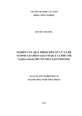 Luận án tiến sĩ nghiên cứu quá trình tiền xử lý và hệ vi sinh vật phân giải vỏ quả cà phê vối coffea robusta để lên men tạo ethanol